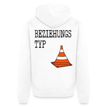 Beziehungstyp Pylone - Unisex Premium Bio Zip Hoodie - Weiß - Hinten - Thijin (182cm)