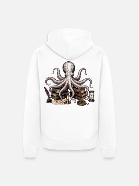 Dark Academia Octopus - Unisex Premium Bio Zip Hoodie - Weiß