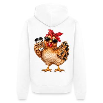 Coffee Chick mit Bandana und Sonnenbrillen - Unisex Premium Bio Zip Hoodie - Weiß - Hinten - Thijin (182cm)