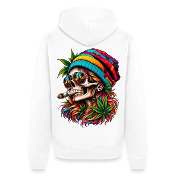 HIGH VIBES - Unisex Premium Bio Zip Hoodie - Weiß - Hinten - Thijin (182cm)