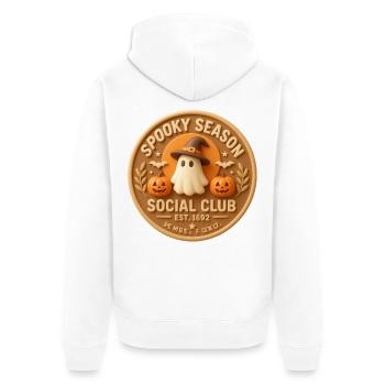 Geisternacht und Kürbisse - Unisex Premium Bio Zip Hoodie - Weiß - Hinten - Thijin (182cm)