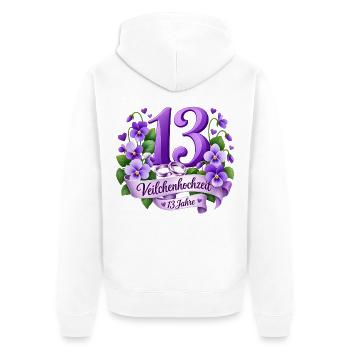 13.Hochzeitstag , Veilchenhochzeit 13 Jahre - Unisex Premium Bio Zip Hoodie - Weiß - Hinten - Thijin (182cm)