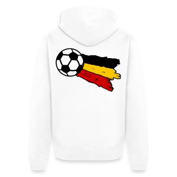 Fußballflagge Belgien - Unisex Premium Bio Zip Hoodie - Weiß - Hinten - Thijin (182cm)