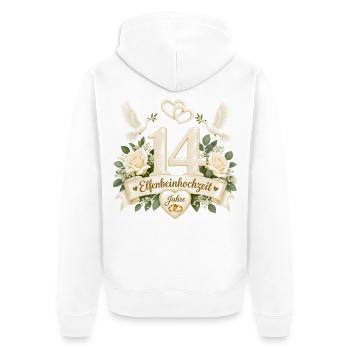 14. Hochzeitstag , 14 Jahre , Elfenbeinhochzeit  - Unisex Premium Bio Zip Hoodie - Weiß - Hinten - Thijin (182cm)