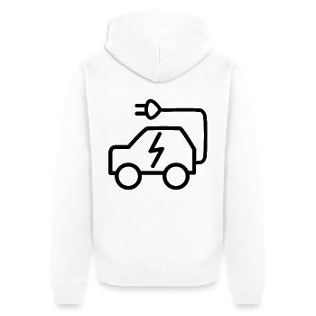 Elektrische Fahrzeuge - Unisex Premium Bio Zip Hoodie - Weiß - Hinten - Thijin (182cm)