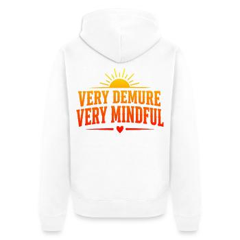 Very Demure Very Mindful Achtsamkeit Spruch - Unisex Premium Bio Zip Hoodie - Weiß - Hinten - Thijin (182cm)