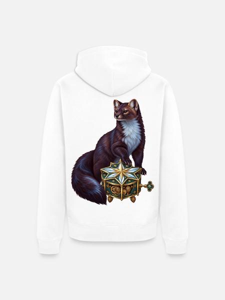 Zobel mit Polarstern-Spieluhr - Unisex Premium Bio Zip Hoodie - Weiß