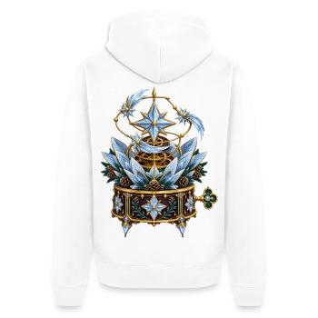 Frostblumen-Uhrwerk mit Kometenmechanik - Unisex Premium Bio Zip Hoodie - Weiß - Hinten - Thijin (182cm)