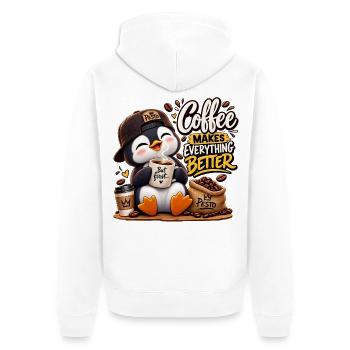 Design Süßer Pinguin Coffee Lover Kaffee macht all - Unisex Premium Bio Zip Hoodie - Weiß - Hinten - Thijin (182cm)