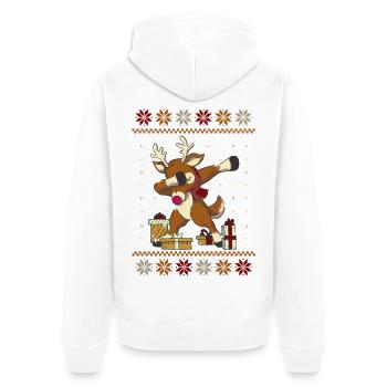 Lustiges Rentier Weihnachten Geschenk - Unisex Premium Bio Zip Hoodie - Weiß - Hinten - Thijin (182cm)