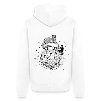 Pianist – Musikalischer Asteroid - Unisex Premium Bio Zip Hoodie - Weiß - Hinten - Thijin (182cm)