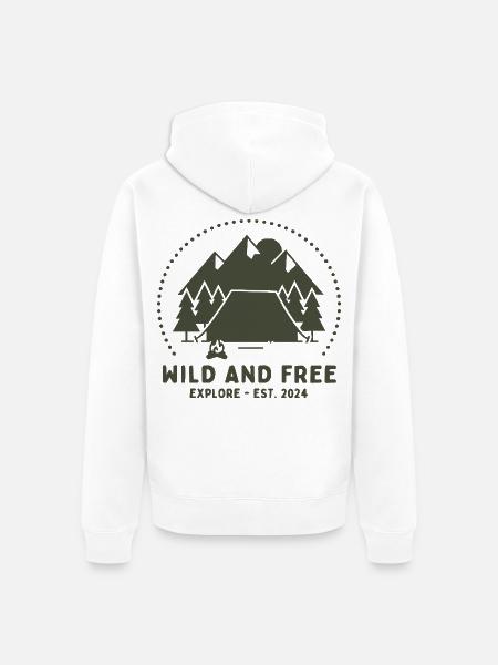 Waldcamping Freiheit - Unisex Premium Bio Zip Hoodie - Weiß