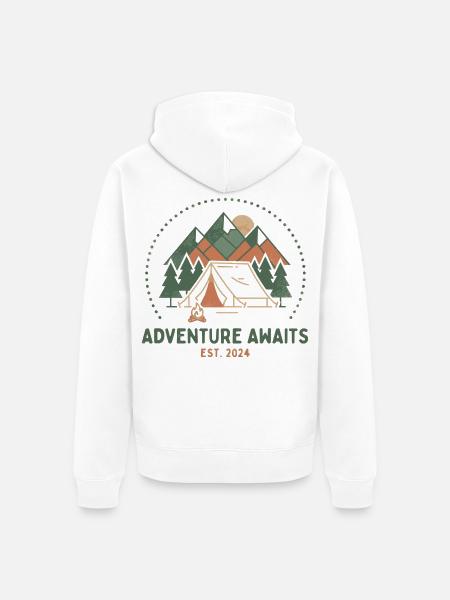 Bergcamping Abenteuer Retro - Unisex Premium Bio Zip Hoodie - Weiß