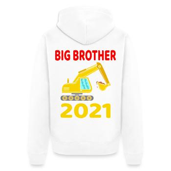 Big Brother 2021 Bagger Großer Bruder 2021 Bald - Unisex Premium Bio Zip Hoodie - Weiß - Hinten - Thijin (182cm)