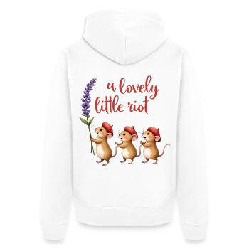Eine hübsche kleine Riot-Mäuse - Unisex Premium Bio Zip Hoodie - Weiß - Hinten - Thijin (182cm)