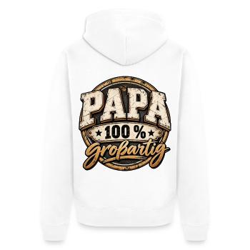 Vatertag Papa 100% großartig Geschenk für Papa - Unisex Premium Bio Zip Hoodie - Weiß - Hinten - Thijin (182cm)