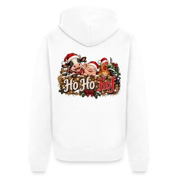 Weihnachten Landleben Ho Ho Hof Landwirtschaft  - Unisex Premium Bio Zip Hoodie - Weiß - Hinten - Thijin (182cm)
