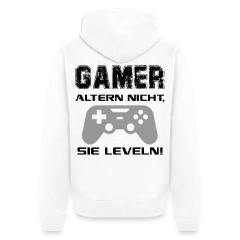 Gamer altern nicht Sie leveln Zocken Joypad Spiel - Unisex Premium Bio Zip Hoodie - Weiß - Hinten - Thijin (182cm)
