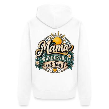 Muttertag - Mama wundervoll seit Tag eins - Unisex Premium Bio Zip Hoodie - Weiß - Hinten - Thijin (182cm)