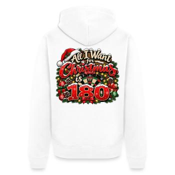 Weihnachten Dart 180 weihnachtliches Dart Motiv  - Unisex Premium Bio Zip Hoodie - Weiß - Hinten - Thijin (182cm)