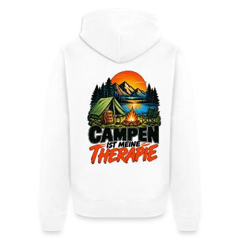 Camping ist meine Therapie - Unisex Premium Bio Zip Hoodie - Weiß - Hinten - Thijin (182cm)