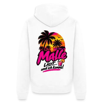 Malle lädt und ich komme Sunset Palmen Print - Unisex Premium Bio Zip Hoodie - Weiß - Hinten - Thijin (182cm)