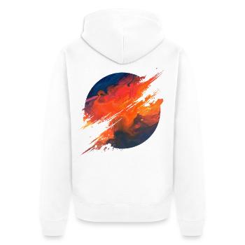 Aurora Ember Abstract Splash - Unisex Premium Bio Zip Hoodie - Weiß - Hinten - Thijin (182cm)