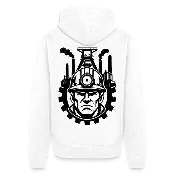 Bergbau - Unisex Premium Bio Zip Hoodie - Weiß - Hinten - Thijin (182cm)