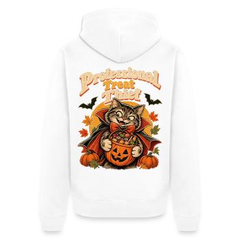 Halloween Katze Professional Treat Thief für Cat - Unisex Premium Bio Zip Hoodie - Weiß - Hinten - Thijin (182cm)