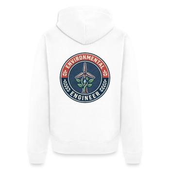 Vintage Environmental Engineer Windturbinenabzeichen - Unisex Premium Bio Zip Hoodie - Weiß - Hinten - Thijin (182cm)