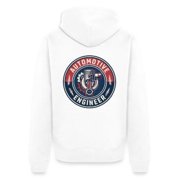 Kolbenabzeichen des Vintage Automotive Engineer-Motors - Unisex Premium Bio Zip Hoodie - Weiß - Hinten - Thijin (182cm)