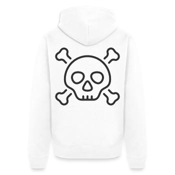 Totenkopf-und-Knochen-Linien-Symbol - Unisex Premium Bio Zip Hoodie - Weiß - Hinten - Thijin (182cm)