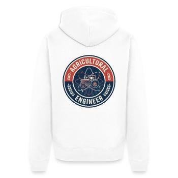 Veteranen-Agraringenieur-Traktorenabzeichen - Unisex Premium Bio Zip Hoodie - Weiß - Hinten - Thijin (182cm)