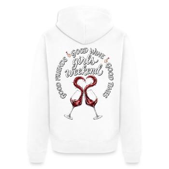 Weinabend Freundinnen Wochenende - Unisex Premium Bio Zip Hoodie - Weiß - Hinten - Thijin (182cm)