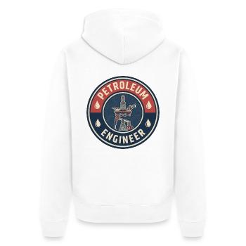 Vintage Petroleum Engineer Ölplattform Pumpjack-Abzeichen - Unisex Premium Bio Zip Hoodie - Weiß - Hinten - Thijin (182cm)