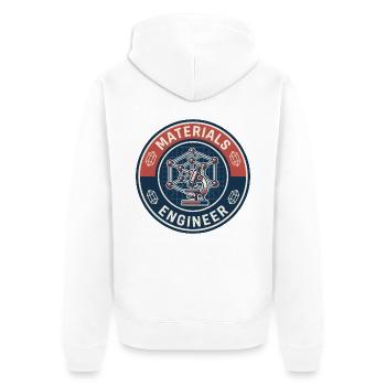 Vintage Materials Engineer Kristallgitter-Abzeichen - Unisex Premium Bio Zip Hoodie - Weiß - Hinten - Thijin (182cm)