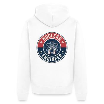 Vintage Nuclear Engineer Atom Kühlturm-Abzeichen - Unisex Premium Bio Zip Hoodie - Weiß - Hinten - Thijin (182cm)
