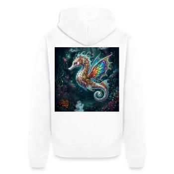 Steampunk-geflügeltes Seepferdchen - Unisex Premium Bio Zip Hoodie - Weiß - Hinten - Thijin (182cm)