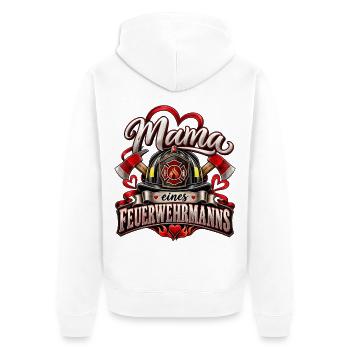 Mama eines Feuerwehrmanns - Unisex Premium Bio Zip Hoodie - Weiß - Hinten - Thijin (182cm)