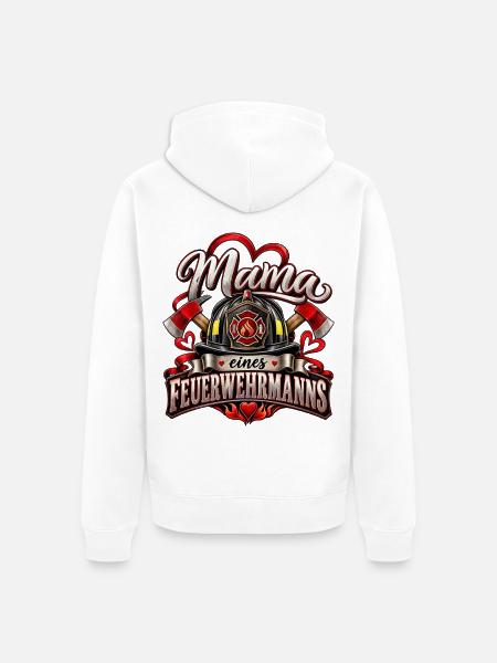 Mama eines Feuerwehrmanns - Unisex Premium Bio Zip Hoodie - Weiß