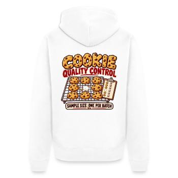 Cookie-Qualitätskontrolle – eine pro Charge - Unisex Premium Bio Zip Hoodie - Weiß - Hinten - Thijin (182cm)