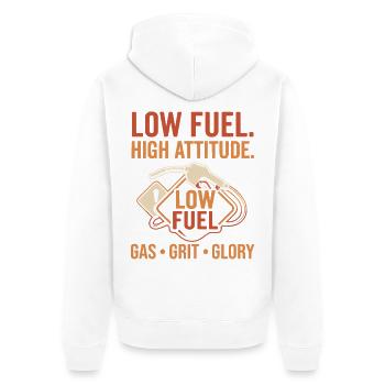 Low Fuel High Attitude Hot Rod Gas Grit Glory - Unisex Premium Bio Zip Hoodie - Weiß - Hinten - Thijin (182cm)
