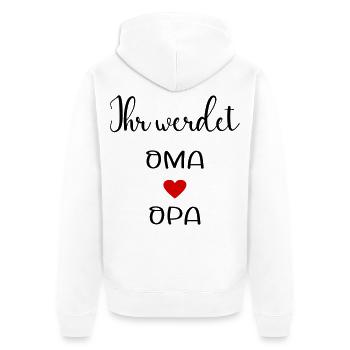 Oma Opa Babymitteilung - Unisex Premium Bio Zip Hoodie - Weiß - Hinten - Thijin (182cm)