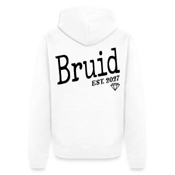 Niederländische Braut 2027 - Unisex Premium Bio Zip Hoodie - Weiß - Hinten - Thijin (182cm)
