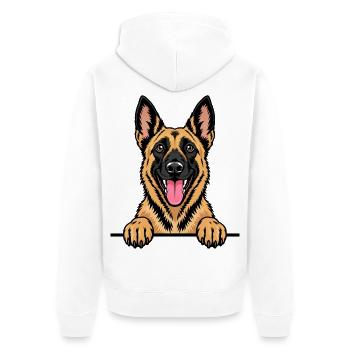 Belgian Malinois Belgischer Schäferhund - Unisex Premium Bio Zip Hoodie - Weiß - Hinten - Thijin (182cm)