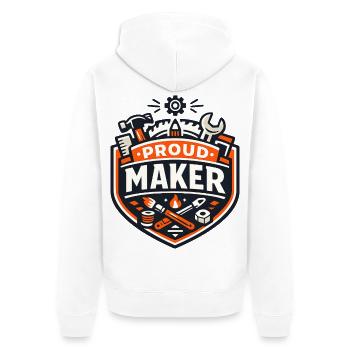 Stolzer Maker Abzeichen – Basteln & DIY - Unisex Premium Bio Zip Hoodie - Weiß - Hinten - Thijin (182cm)
