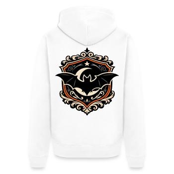 Dunkles Fledermaus Emblem - Unisex Premium Bio Zip Hoodie - Weiß - Hinten - Thijin (182cm)