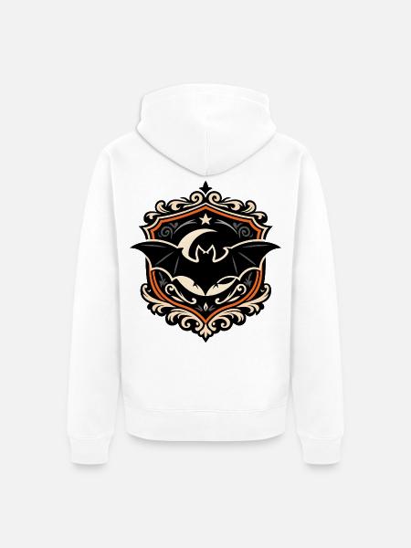 Dunkles Fledermaus Emblem - Unisex Premium Bio Zip Hoodie - Weiß