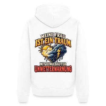 Meine Frau ist ein Traum – Ehe Humor Spruch - Unisex Premium Bio Zip Hoodie - Weiß - Hinten - Thijin (182cm)