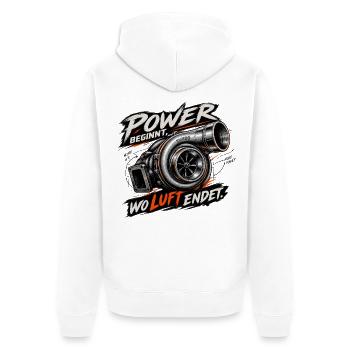 Turbolader - Unisex Premium Bio Zip Hoodie - Weiß - Hinten - Thijin (182cm)